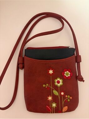 Red Floral Crossbody Bag - Women